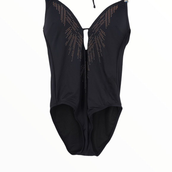 KENNETH COLE JUNGLE MIO BLACK 1PC STUDDED SWIMSUIT - Picture 4 of 7